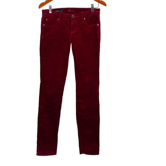 Kut from the Kloth Diana Red Corduroy Relaxed Fit Skinny Pants - Picture 2 of 7